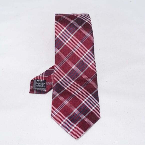 Vince Camuto Red Plaid Silk Tie - Picture 1 of 4